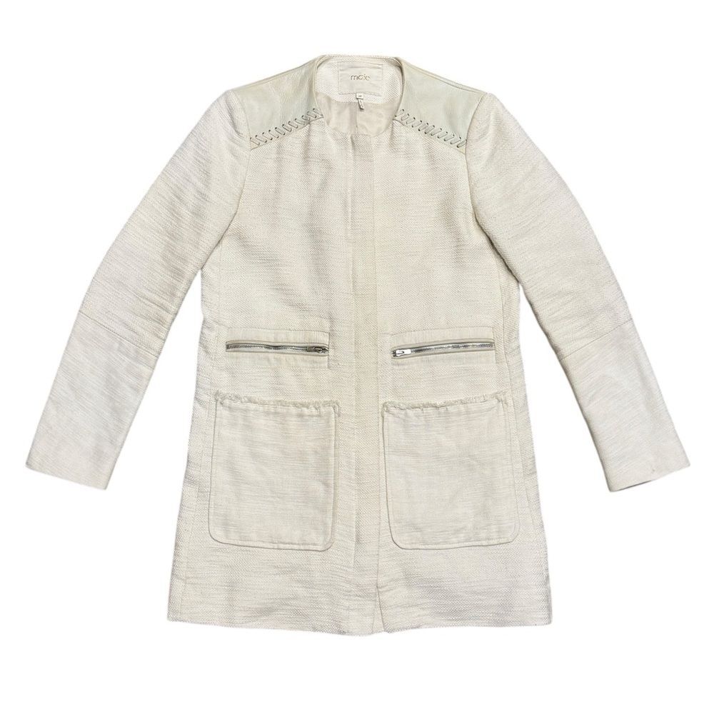 Maje Linen Calfskin Fullzip Coat Jacket Women’s Sz 38 (M)